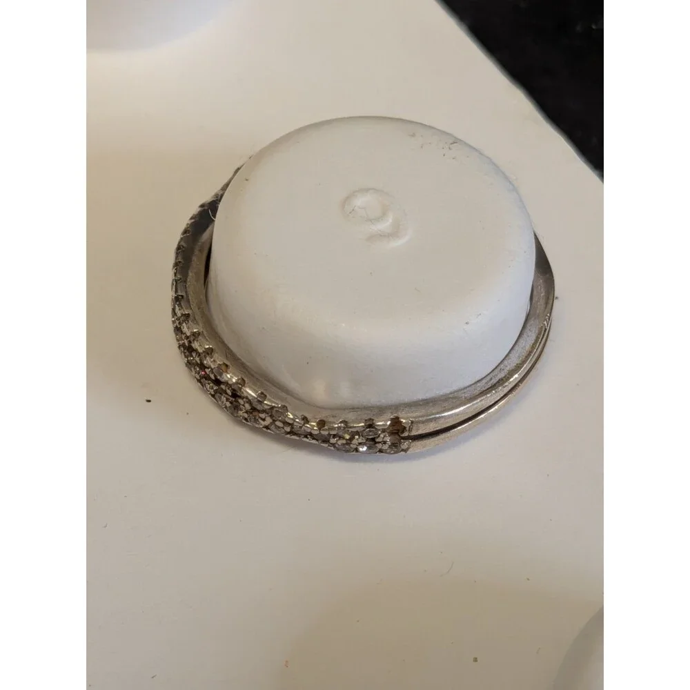 Solid Sterling IBB CZ Crossover Ring Sz. 9
